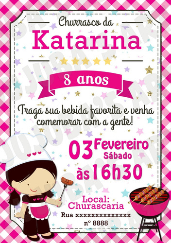 Imagem 1 de 1 de Arte Digital Convite Churrasco Menina