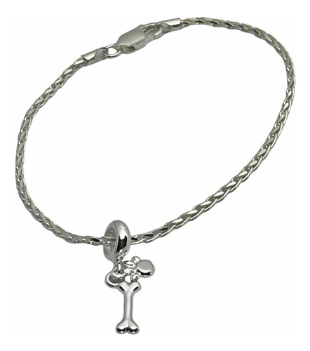 Pulsera Plata Con Dije Charm Patita Y Hueso Perro