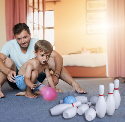 Set De Bolos Para Niños 10 Bolos Clásicos Y 2 Bolas De Plá