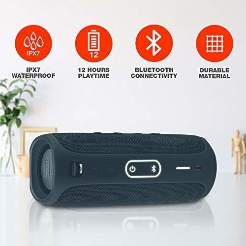 Imagen 5 de 7 de Parlante Jbl Flip 5 Inalambrico Impermeable Con Funda Azul