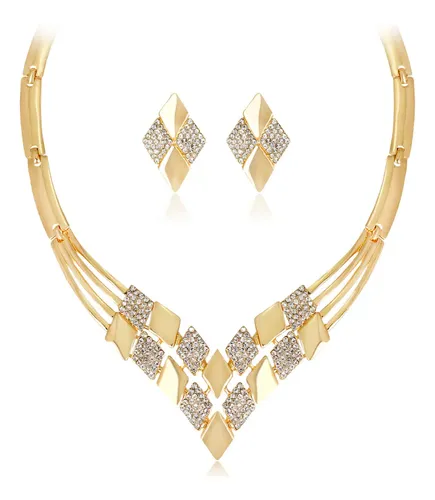 Conjunto De Joyería India Bollywood Chapado En Oro Dubai Collar