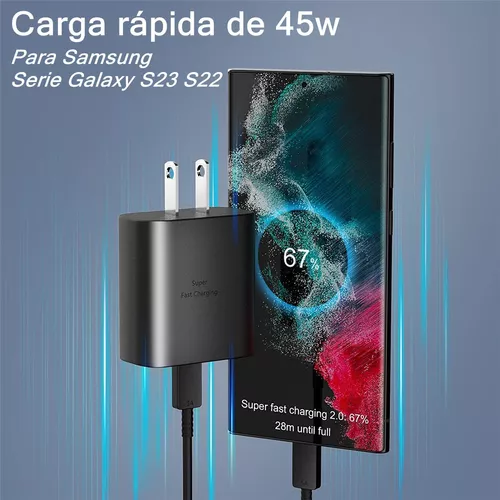 Cargador Samsung USB C de 45 W, carga súper rápida para Samsung Galaxy S24,  S24 Ultra