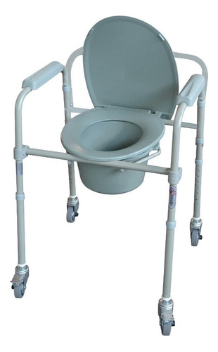 Silla Comodo Aumento Ducha Baño 3 En 1 Con Ruedas Plegable