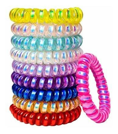 10 Lazos De Pelo En Espiral Sin Arrugas, Coloridos Sin Rastr