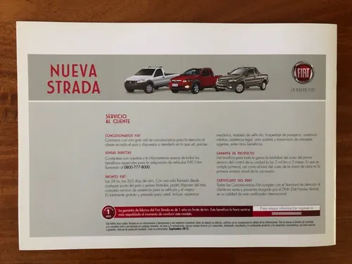 Folleto Tipo Libro De Agencia Original Fiat Nueva Strada Zwt (Usado)