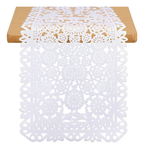 14 X 84 Pulgadas Mexican Party Table Runner White Papel Pica