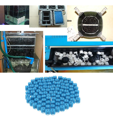 100pcs Filtración Azul Acuario Acuario Filtros Bio- Medios
