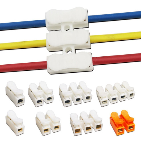 Conector Elétrico Tipo Sindal Com 2 Vias Pressão 20 Peças