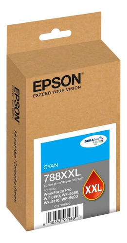 Cartucho De Tinta Epson 788 Color Cian De 34 Ml