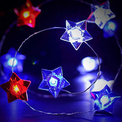 Frienda 4th Of July Star String Light, 10 Ft 40 Leds Usa Ame