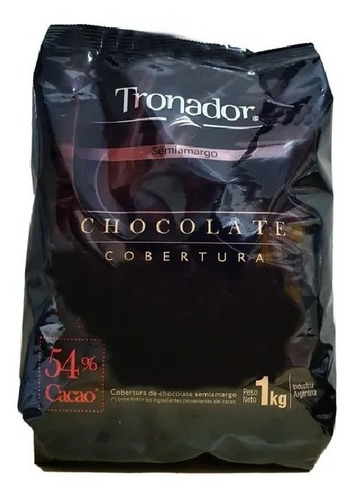 Imagen 1 de 1 de Chocolate Cobertura Semiamargo Pins Tronador 1k 54% Cacao