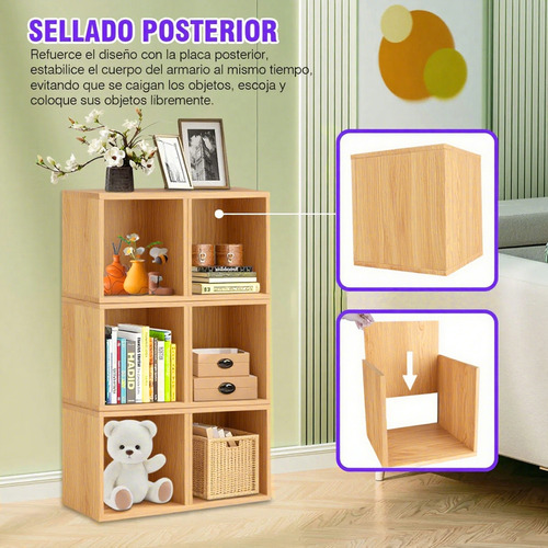 Librero Organizador Cubos Apilables De Madera Multifuncional