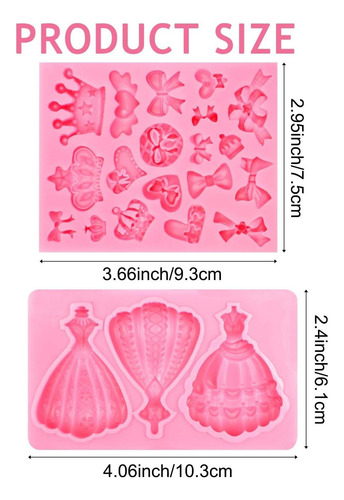 Vestido De Princesa 3d Moldes De Fondant, Corona De Princesa