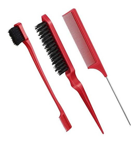 Geiserailie 3 Pcs Slick Brush Set Bristle Hair Brush Qkc3c