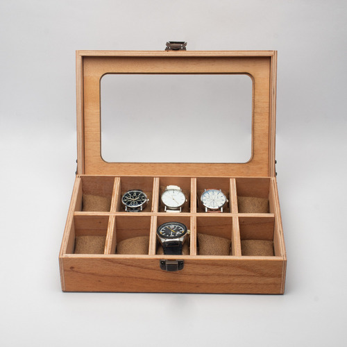 Imagen 2 de 6 de Caja Estuche Madera Para Guardar 10 Relojes