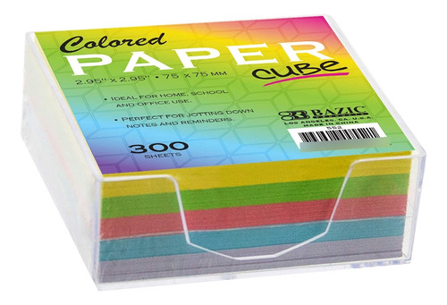 Cubo De Papel De Color, 300 Unidades, 3x3 Pulgadas Colores Surtidos (300 Hojas)