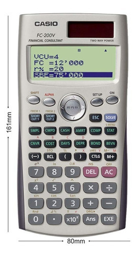 Calculadora Financiera Casio Fc-200v - 4 Lineas - Compujav Color Dorado