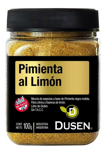 Pimienta Negra Al Limon Dusen Sin Tacc Y Kosher X 100 Grs.