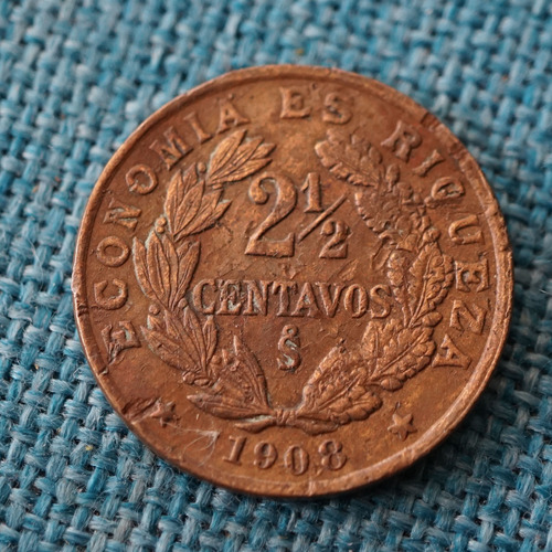 2 Y Medio Centavos - 1908 -  Chile