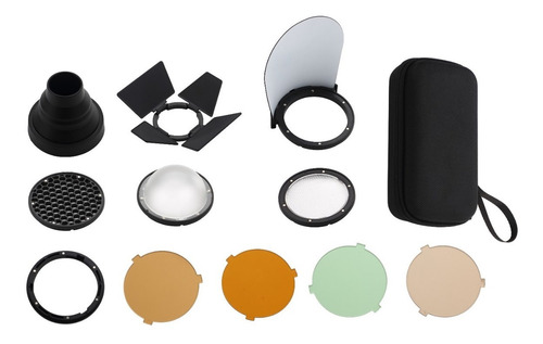 Imagen 2 de 10 de Set Snoot Difusor Panal Domo Barndoor P/ Flash Visico 2