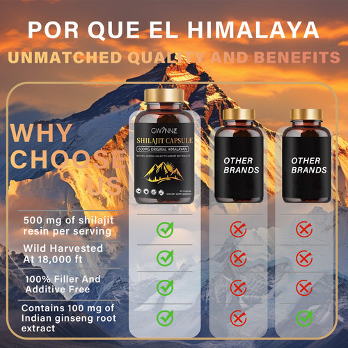 Gwynne Shilajit Extract Cada De Resina Charajiorgá Nica Pura Del Himalaya Suplementación 60 Cápsulas 4pcs