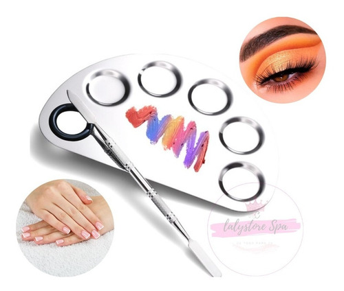 Paleta Mezcladora + Espátula Para Manicura Y Maquillaje