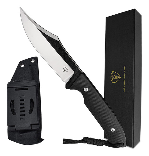 Aueby - Cuchillo De Caza De Hoja Fija Con Funda Kydex, Afila