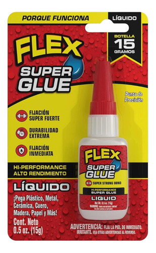 Flex Super Glue - Líquido Transparente, Botella De 15 Gramos
