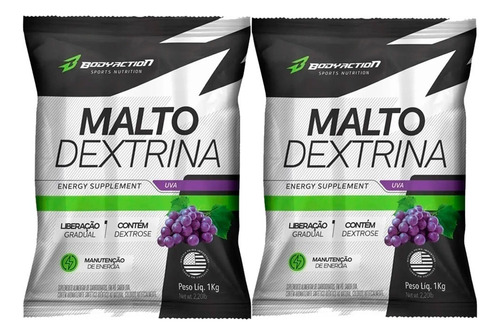 2x Maltodextrina - 1kg - Body Action Sabor Uva