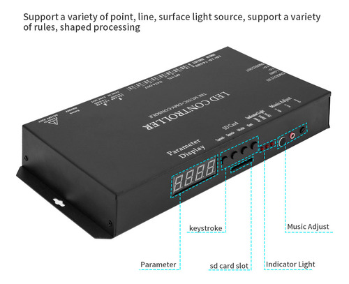 Para Para Consola T8k Music+dmx Pixel Led Strip Con Puerto