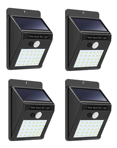 4 Lamparas De Panel Solar Para Exteriores 30 Led Y Sensor