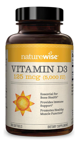 Naturewise Vitamina D3 5000 Ui Para Todo 1 Año 360 Und.