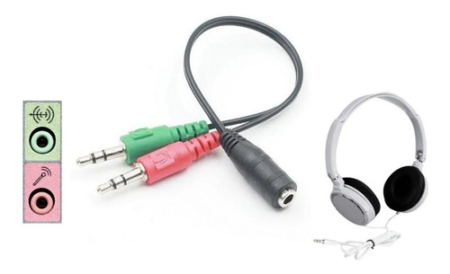 Cable 3.5mm Microfono Audifono Adaptador Pc Mac Audio Apple