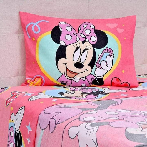 Sábanas  Minnie Mouse Infantil Plaza Y Media Disney 