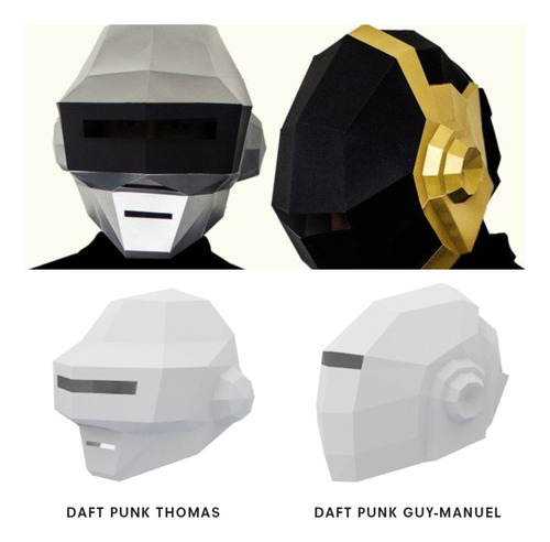 Mascaras Daft Punk - 2 Moldes - Papercraft - Origami - Pdf 