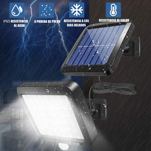 Pack 4 Focos Solares Potentes 250 Watts Carcasa Negro Luz Blanco Frío