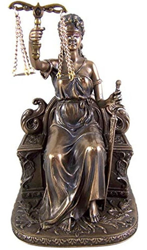 Estatua De La Dama De La Justicia Sentada Con Balanza Y Espa