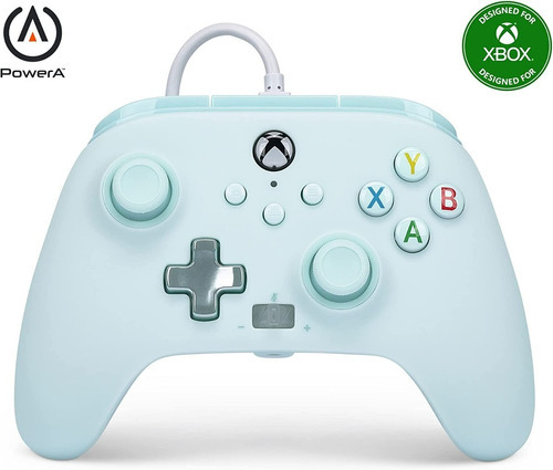 Joystick Xbox Powera Cableado Celeste Pastel