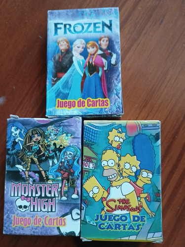 Cartas Naipes Infantiles X 4 H Araña, Simpson,frozen ,monste