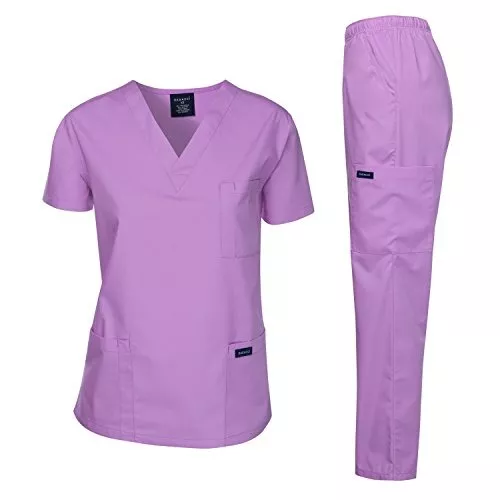 Dagacci Scrubs Médico Uniforme Mujeres y Hombre Scrubs Set Médico Scrubs Top y Pantalones 