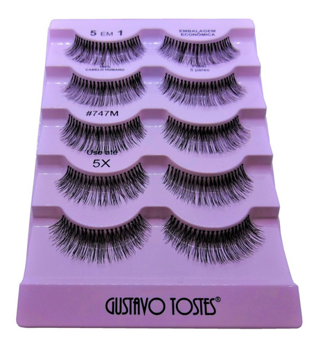 10 Cílios Postiços #747s Naturais 100% Cabelo Humano