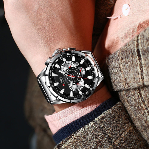 Reloj Con Esfera Negra Plateada Curren 8363 Para Hombre Homb