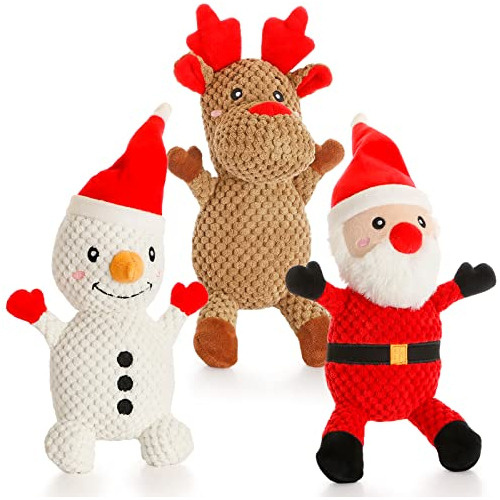 Paquete De 3 Juguetes De Navidad Perros, Papá Noel, Re...