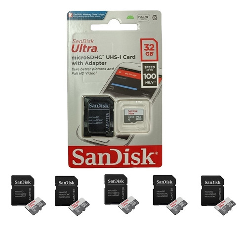 Kit 5 Sandisk Ultra Microsd 32gb Class10 Memory Card 100mb/s