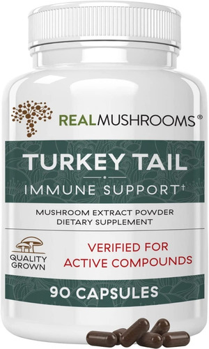 Real Mushrooms Turkey Tail 90 cápsulas sabor sem sabor