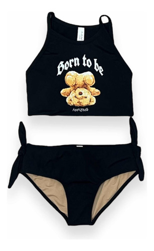 Malla Bikini Oso Amazing Uv Upf50+ Top+bombi Rock Niña