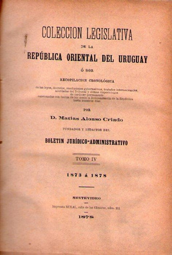 Coleccion Legislativa De La Republica Oriental Del Uruguay