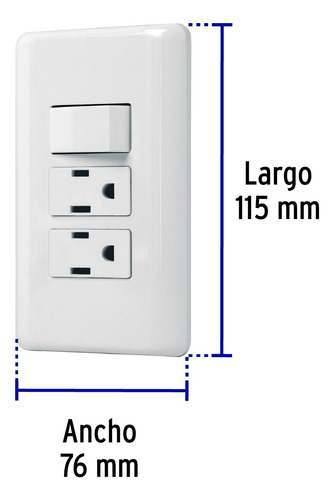 Placa Armada 2 Contactos Interruptor Sencillo Volteck Blanco