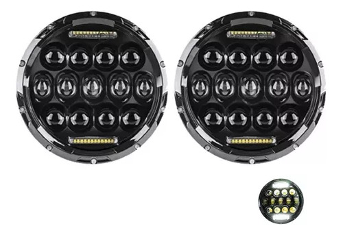 2 Faro Led Redondo Luz A/b Lupa Direccional 7 Pulgadas