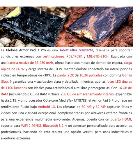 Ulefone Armor Pad 3 Pro - Tablet Todo Terreno Resistente